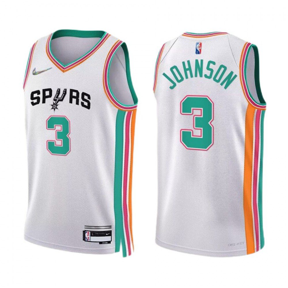 Men's San Antonio Spurs Keldon Johnson #3 White 2021/22 Swingman Jersey - City Edition-Pro Kit Vault | Brand New 26/27 Sports Jerseys